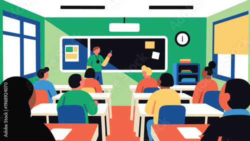 Illustration Of Inclusive Classroom Scene Vector Design Template