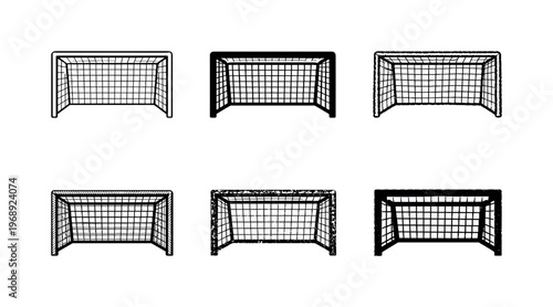 Sturdy goal post with crossbar and net frame, essential structure for scoring points in a football game | Create ONE image