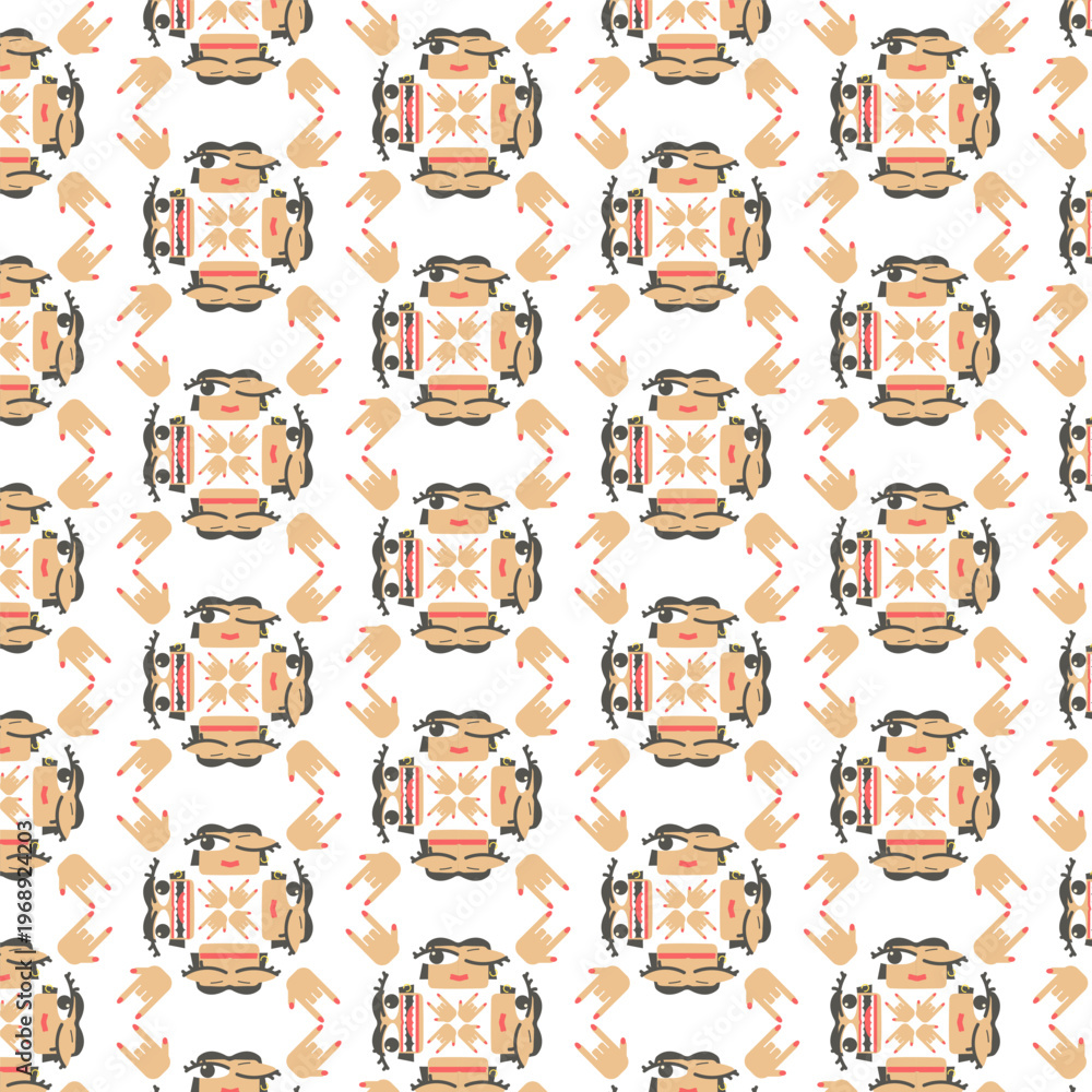 Fototapeta premium Quirky Feminine Rock and Roll Seamless Geometric Pattern