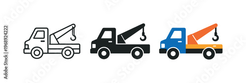 Securing drivers involves roadside assistance tow truck symbols positioned side by side in a straight horizontal arrangement,