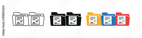 Coordinating agreements involves contract folder symbols positioned side by side in a straight horizontal arrangement, same tab