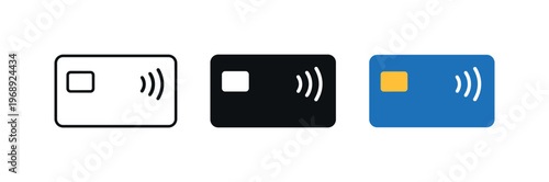 Credit Card Icons. Managing remote accounts involves credit card with signal wave symbols positioned side by side in a straight