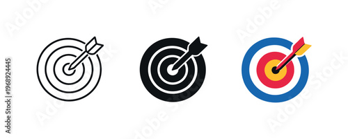 Launching advertising initiatives involves target with dart symbols positioned side by side in a straight horizontal arrangement,