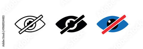Managing personal information involves eye with slash symbols positioned side by side in a straight horizontal arrangement, same
