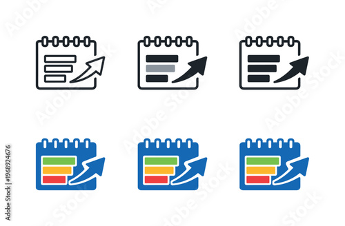 Visual metaphor for macroeconomic outlook depicted as layered bar indicators combined with a directional pointer and a calendar