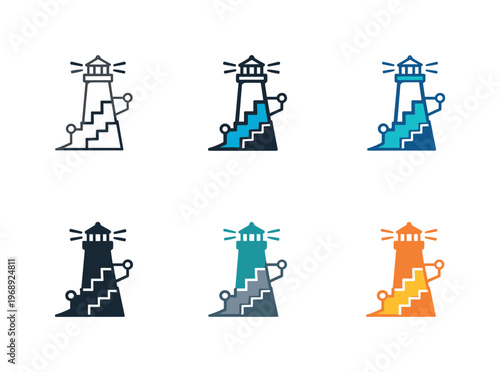 Lighthouse of Leadership. Emblem communicating enterprise vision and structured leadership direction formed by a lighthouse
