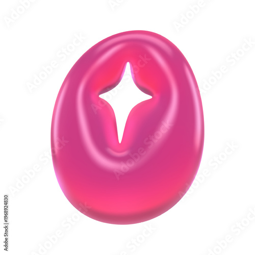 Glossy pink gummy bubble number 0