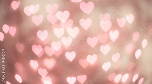 Pink heart shaped bokeh lights background