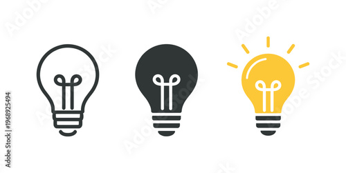 Shared ideas metaphor symbolized by identical light bulbs placed left to right, same bulb outline and base size repeated