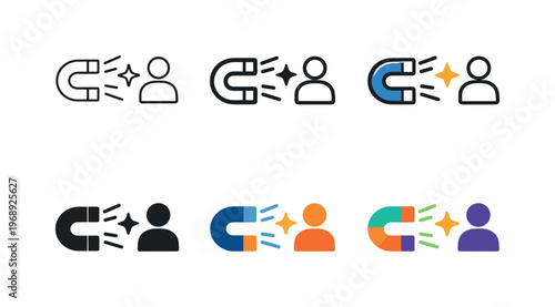 Concept illustrating prospect acquisition expressed through an abstract metaphor that implies outreach, attraction forces, and