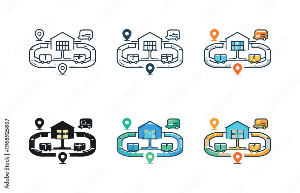 Naklejka premium Abstract depiction of distribution hub organization shaped as a clear symbol suggesting logistical harmony, spatial planning, and