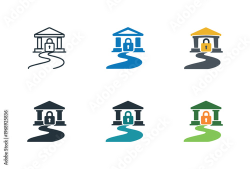 Corporate Law Pathway. Abstract representation of corporate law support, conveyed via an ordered pathway leading into a secure