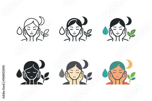Skincare Ritual Icons. Visual metaphor for a structured skincare ritual practiced over time, built around a composed self care
