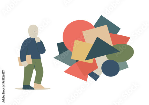 Individual encountering an overlapping cluster that blurs priority order, introducing internal tension. Stylized editorial