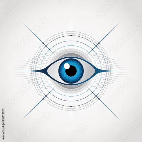 Abstract digital eye icon, futuristic vision concept, biometric security symbol, vector illustration