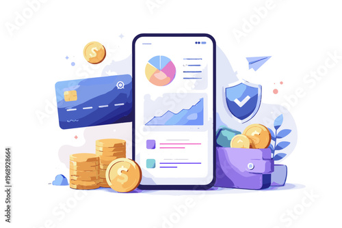 Icon simple vector image mobile banking generation app finance payment dashboard fintech