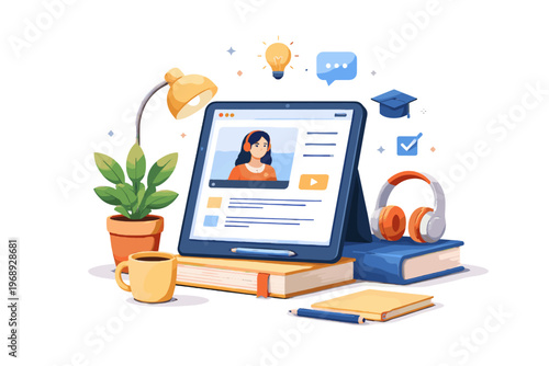 Generation setup tablet simple online illustration icon books education vector image