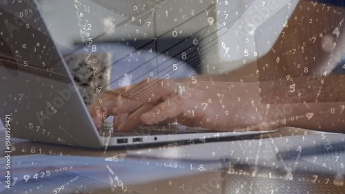 Animation of moving geometrical shapes over caucasian businesswoman using smartphone