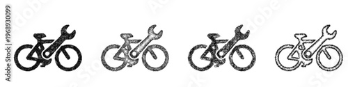 Sketch bike repair icon design set