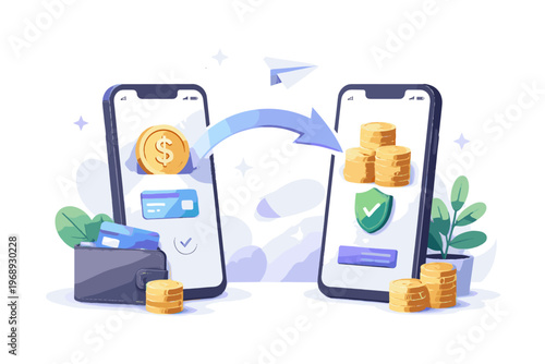 Digital generation icon transfer image mobile banking simple illustration vector process