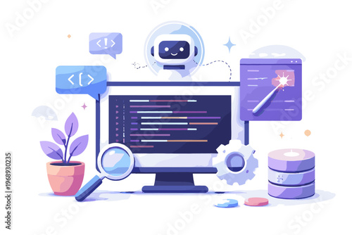 Icon code developer generation vector ai simple illustration tools image
