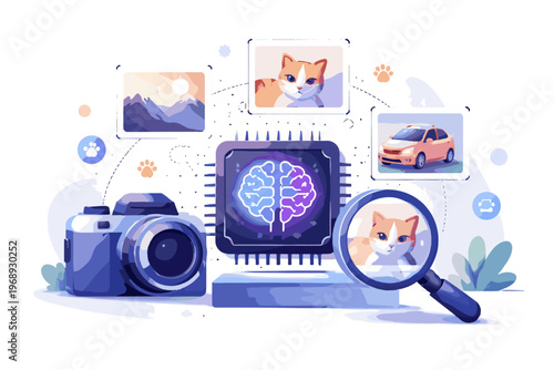 Icon illustration recognition generation system ai image simple automatic vector