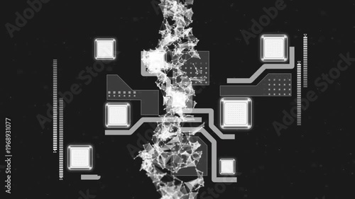 Animation of changing numbers and pink letters with moving school items on black