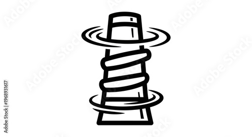 Minimalist black and white illustration of a top hat with a wide brim and circular ribbon detail.