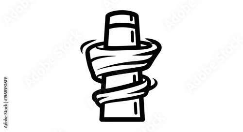 Vector illustration of a spiral-shaped incense stick holder in monochrome design isolated on a plain background. Flat design.