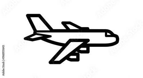Illustration of a passenger airplane in mid-flight with landing gear extended, isolated on white.