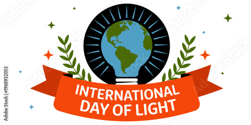 A vibrant graphic illustration celebrating the official international day of light for everyone Vector, illustration