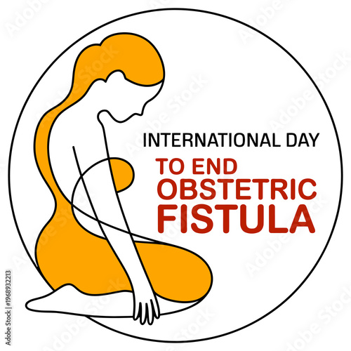 A circular emblem commemorating the international day to end obstetric fistula for women health Vector, illustration