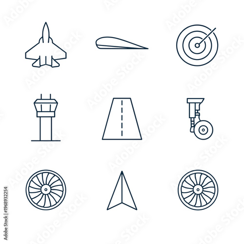 Aviation Equipment Icon Set for Pilots