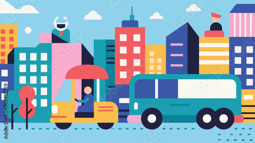 Illustration Of Urban Mobility Concept Vector Design Template