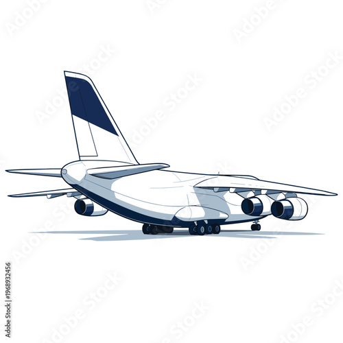 Stylized cargo aircraft from a rear view