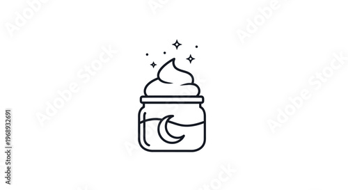 A minimalist line drawing of a jar of cream.