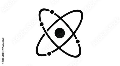 Minimalist Atom Model Illustration with Nucleus and Electrons