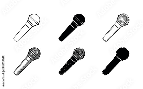 handheld microphone angled slightly, simple vocal recording device, arranged as a clean  Variant 1: clean