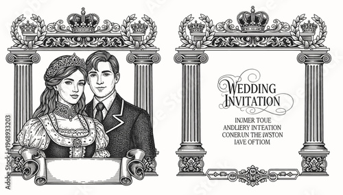 wedding invitation with detailed pattern and elegant floral templates