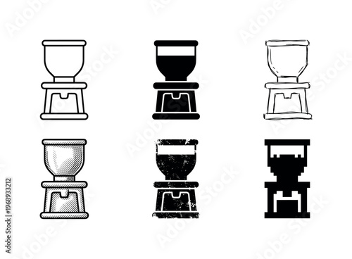bean hopper container, arranged as a clean  Variant 1: clean thin outline, no fill, rounded joins, even