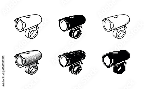 bicycle headlight, arranged as a clean  Variant 1: clean thin outline, no fill, rounded joins, even stroke