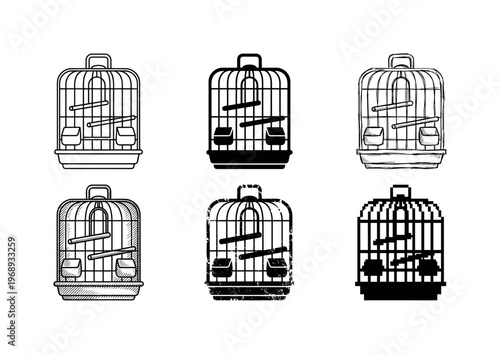 bird cage, arranged as a clean  Variant 1: clean thin outline, no fill, rounded joins, even stroke.