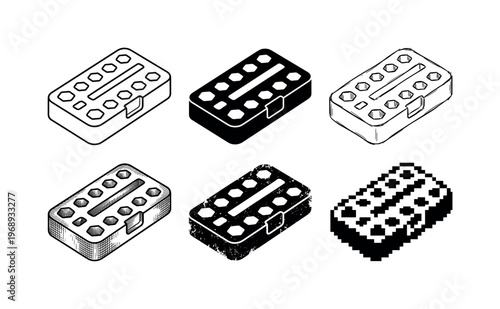 bit tray, arranged as a clean  Variant 1: clean thin outline, no fill, rounded joins, even stroke. Variant