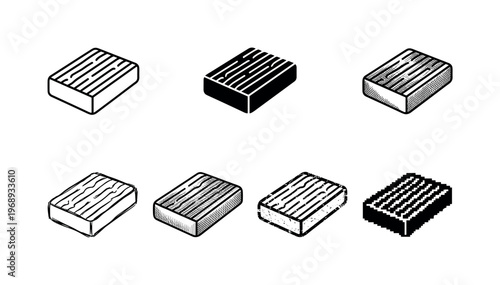 compact desktop cat scratching pad, arranged as a clean  Variant 1: clean thin outline, no fill, rounded