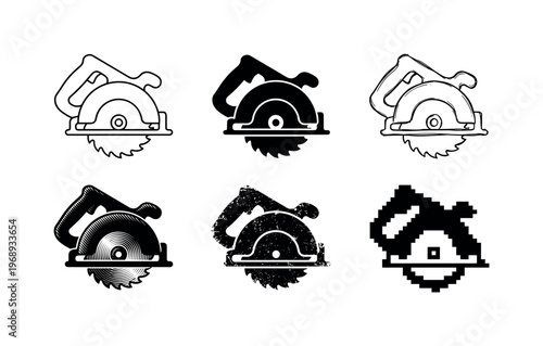 circular saw, arranged as a clean  Variant 1: clean thin outline, no fill, rounded joins, even stroke.