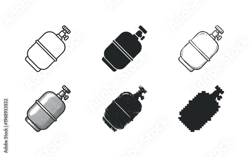 compressed gas tank, arranged as a clean  Variant 1: clean thin outline, no fill, rounded joins, even