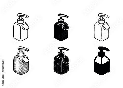 countertop sanitizer dispenser, arranged as a clean  Variant 1: clean thin outline, no fill, rounded joins