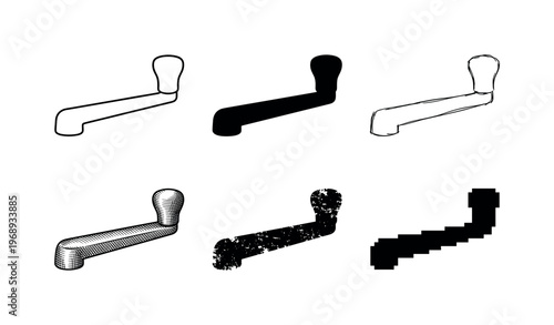 crank handle, arranged as a clean  Variant 1: clean thin outline, no fill, rounded joins, even stroke.