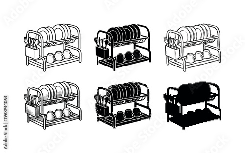 dish drying rack, arranged as a clean  Variant 1: clean thin outline, no fill, rounded joins, even stroke.