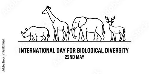 A minimalist black and white illustration celebrating the international day for biological diversity Vector, illustration